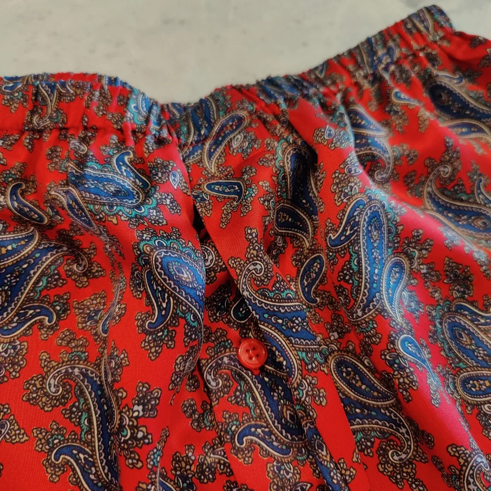 COPY - NWT Silk Pajama Set- Short Sleeves + Pants | Vintage Asian Print PJ - Picture 8 of 8